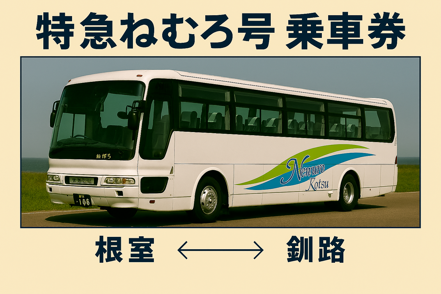 特急ねむろ号（根室↔釧路）片道乗車券